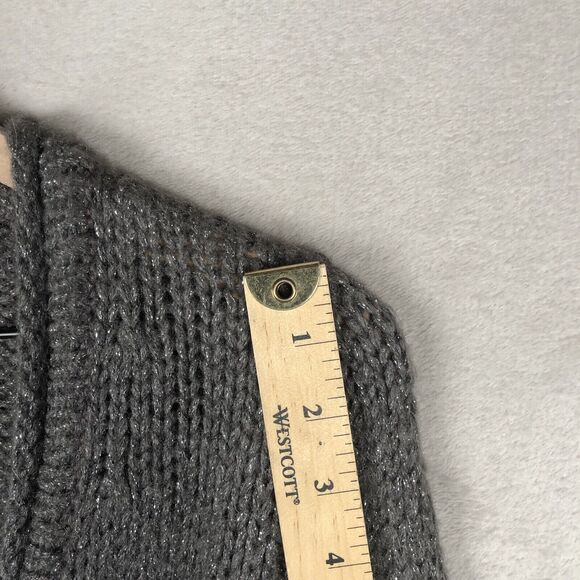 TRINA TURK Metallic Mohair Blend Cardigan Sweater Sz M Gray‎ Wide Cuff Pockets - Picture 9 of 13